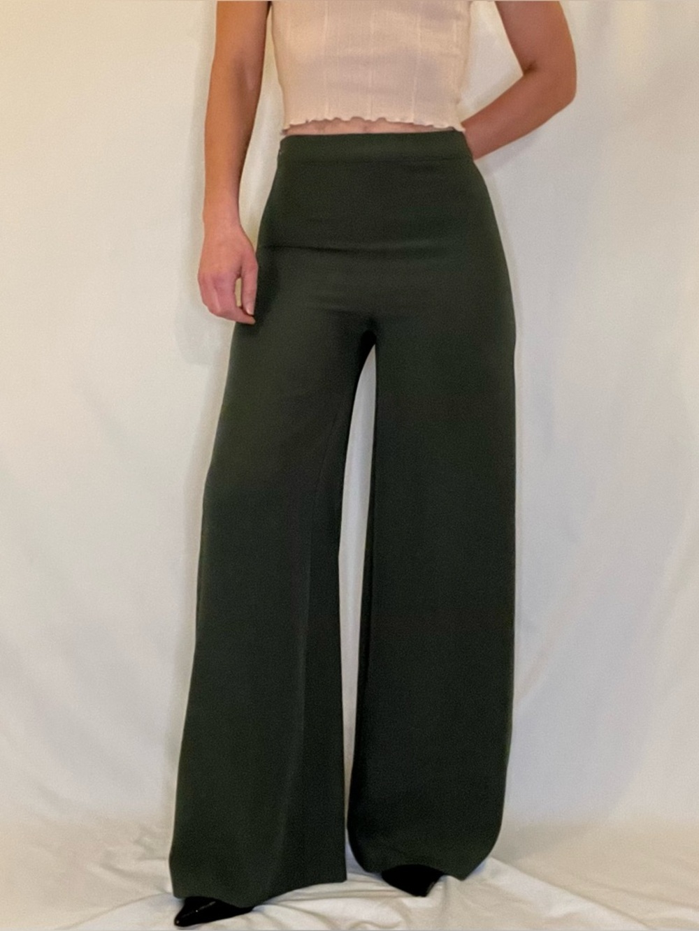 Forever 21 High Rise Wide Leg Flat Front Trouser Dress Pants Women's Small